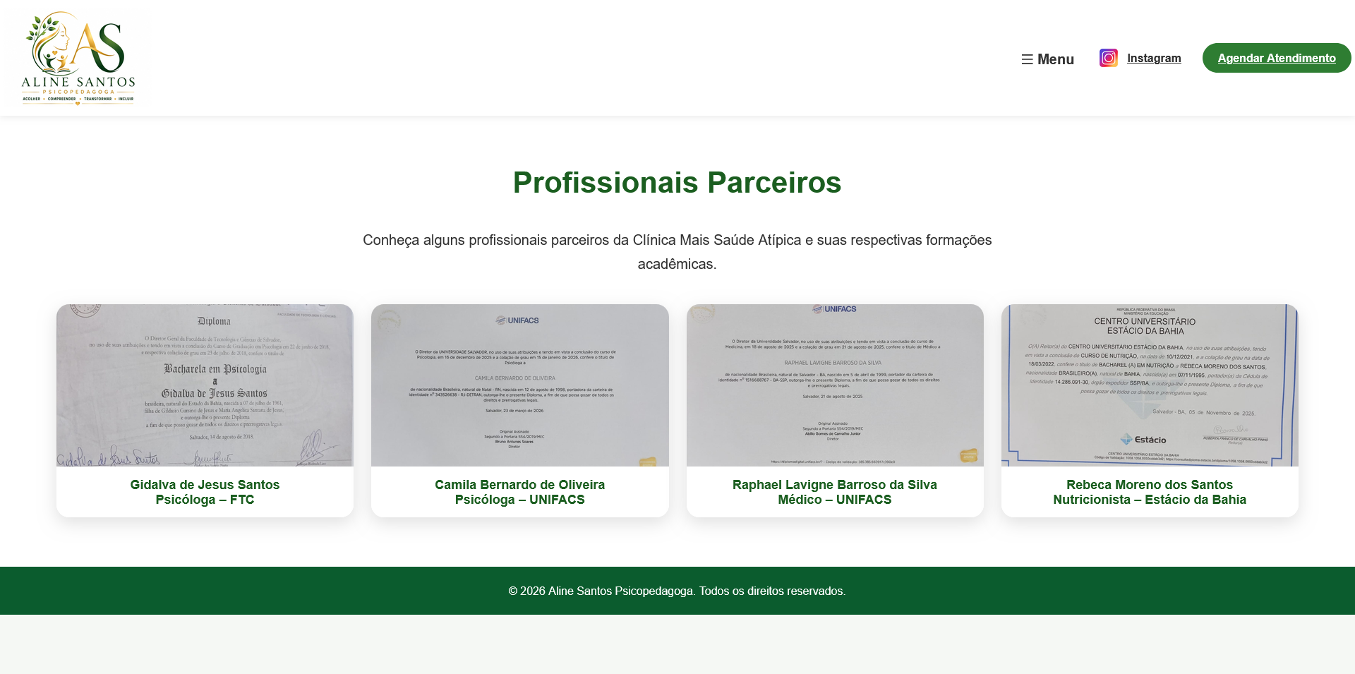 Profissionais parceiros da Clínica Mais Saúde Atípica
