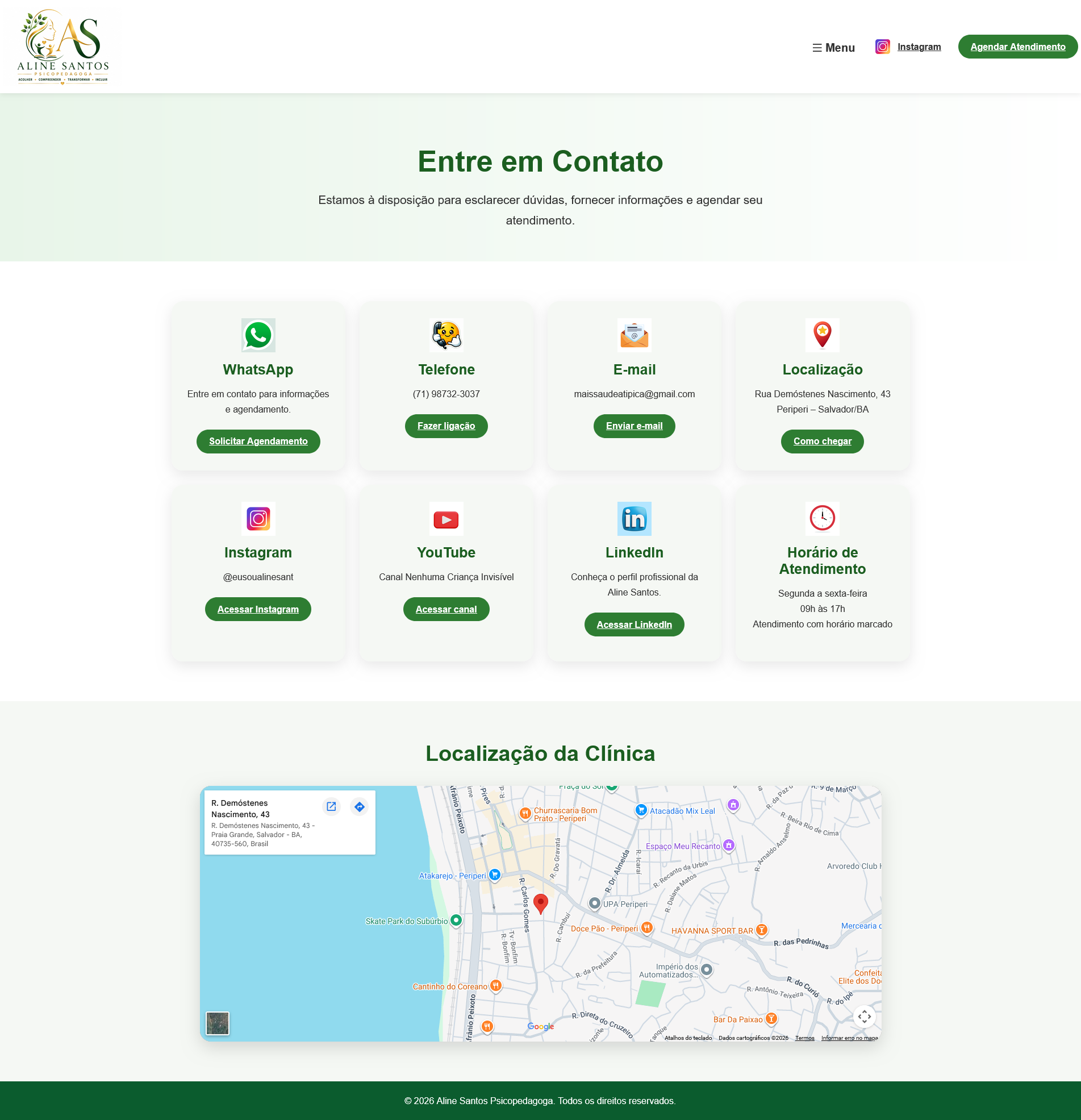 Página de contato e localização